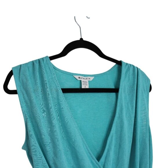 Athleta Breezy Wrap Athleisure V-Neck Tank Top Small Turquoise Blue - Picture 5 of 6